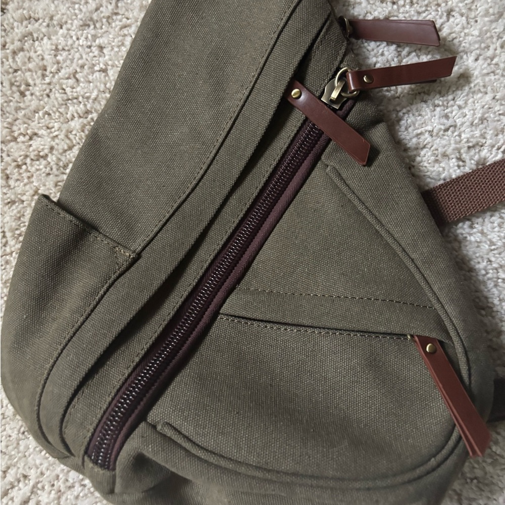 Antik Kraft Brown and Gray Striped Handbag